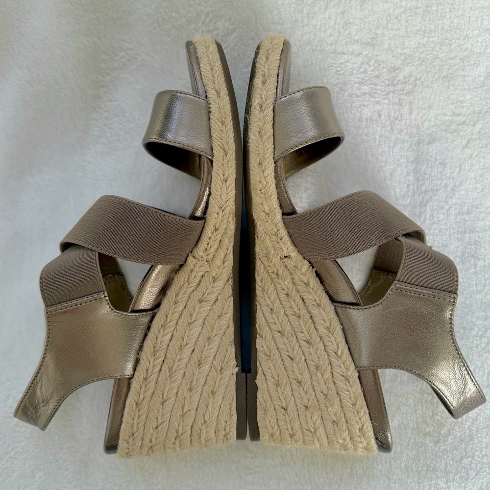 Vionic Tulum Ainsleigh Taupe Bronze Size 7 Sandals Espadrille Wedge Metallic - Picture 10 of 15